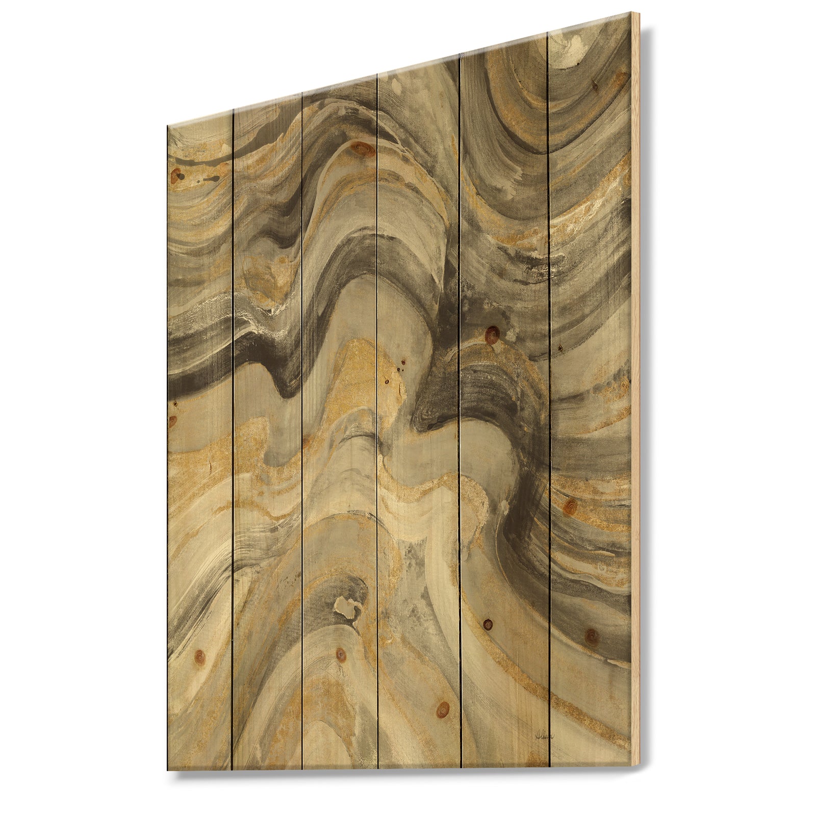 Glam Gold Canion - Modern & Transitional Print on Natural Pine Wood