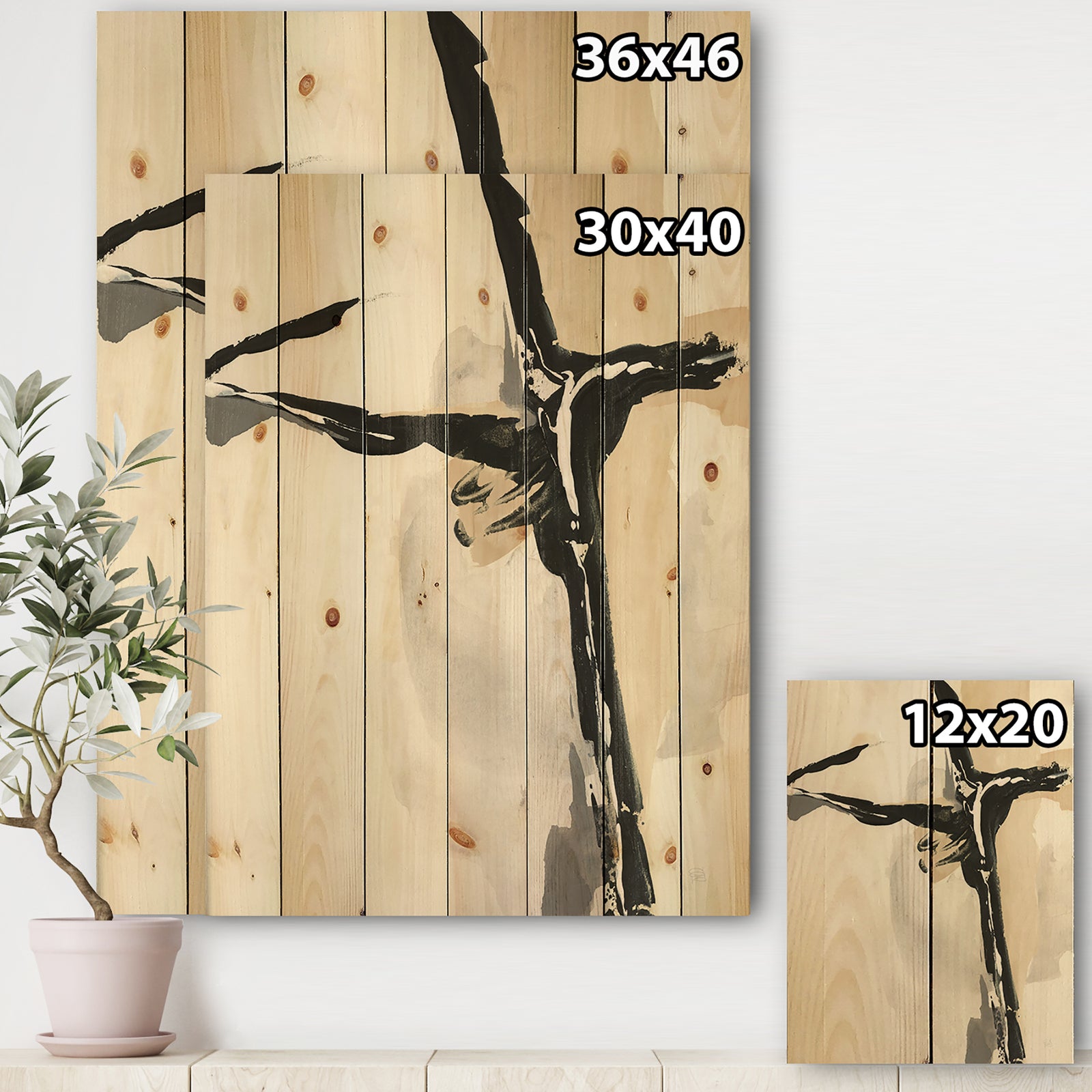 Creamy Tan Form I - Modern Glam Print on Natural Pine Wood