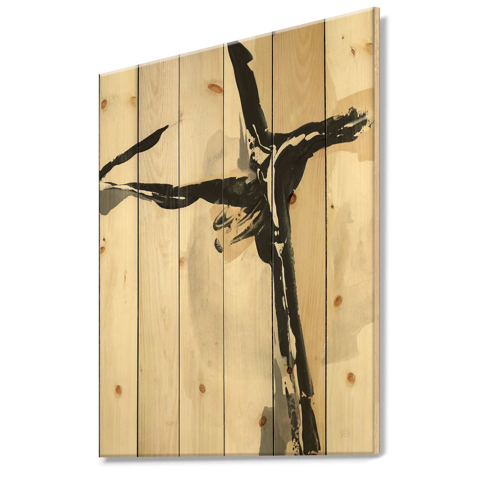 Creamy Tan Form I - Modern Glam Print on Natural Pine Wood