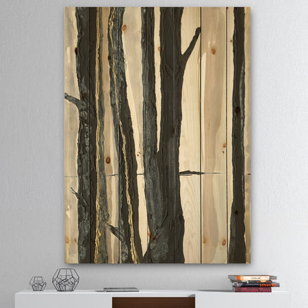 Forest Silhouette II - Modern Farmhouse Print on Natural Pine Wood