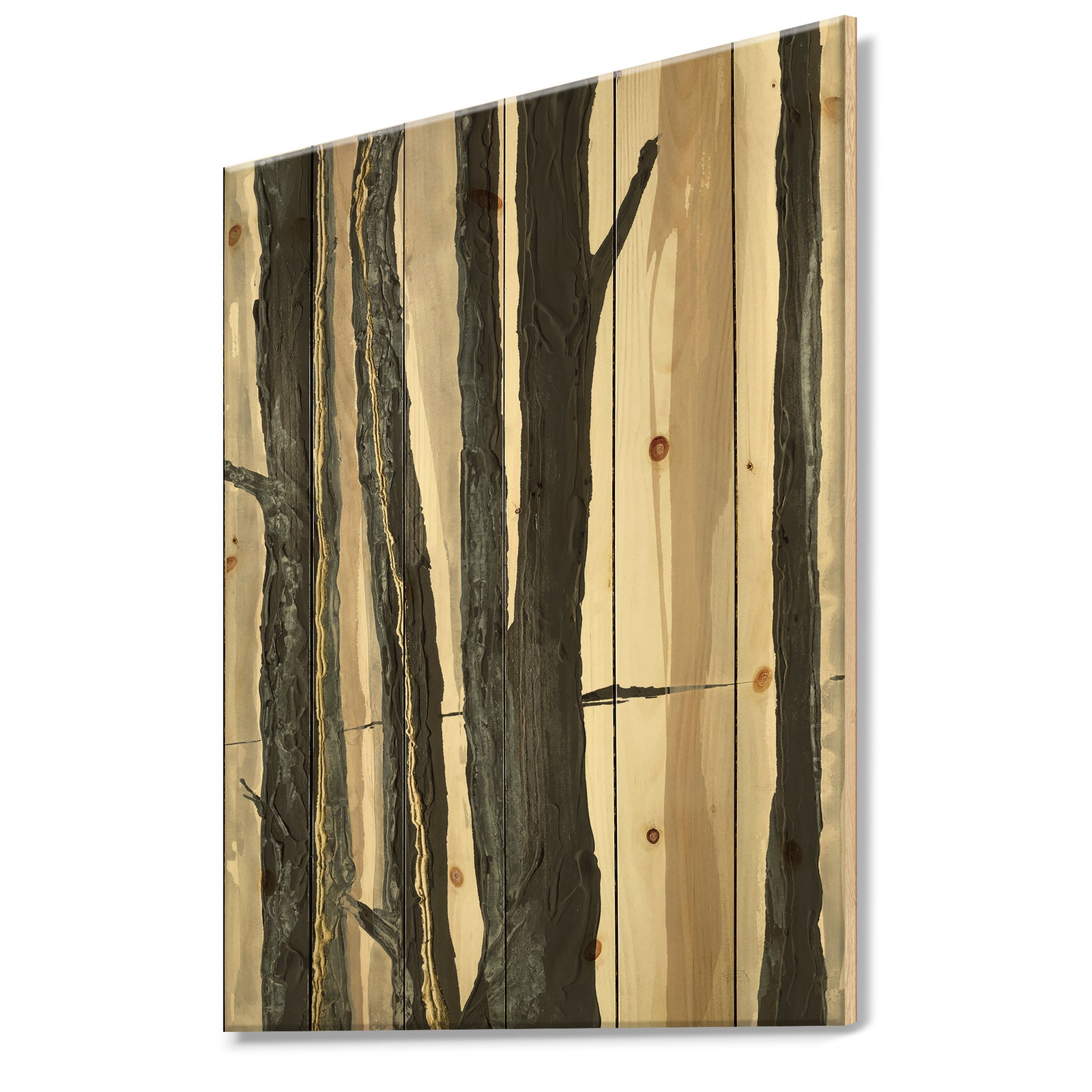 Forest Silhouette II - Modern Farmhouse Print on Natural Pine Wood