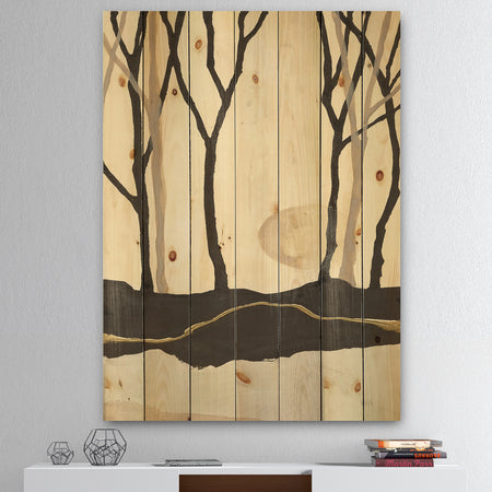 Forest Silhouette III - Modern Farmhouse Print on Natural Pine Wood