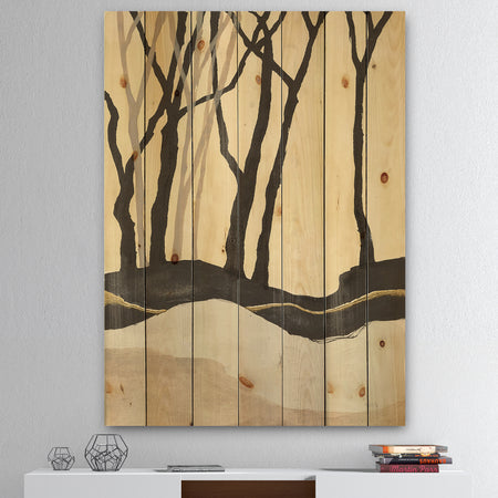 Forest Silhouette IV - Modern Farmhouse Print on Natural Pine Wood