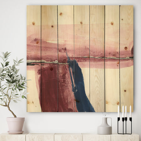 Patch of Dirty Pink I - Shabby Chic Print on Natural Pine Wood