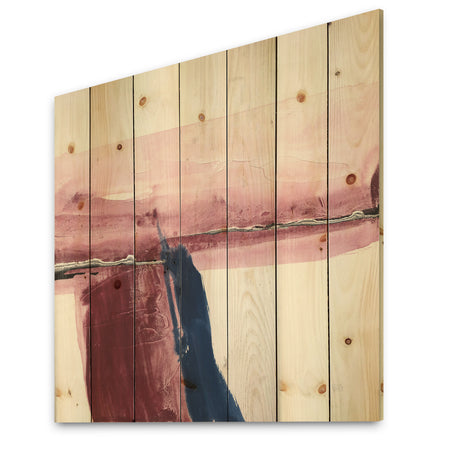 Patch of Dirty Pink I - Shabby Chic Print on Natural Pine Wood
