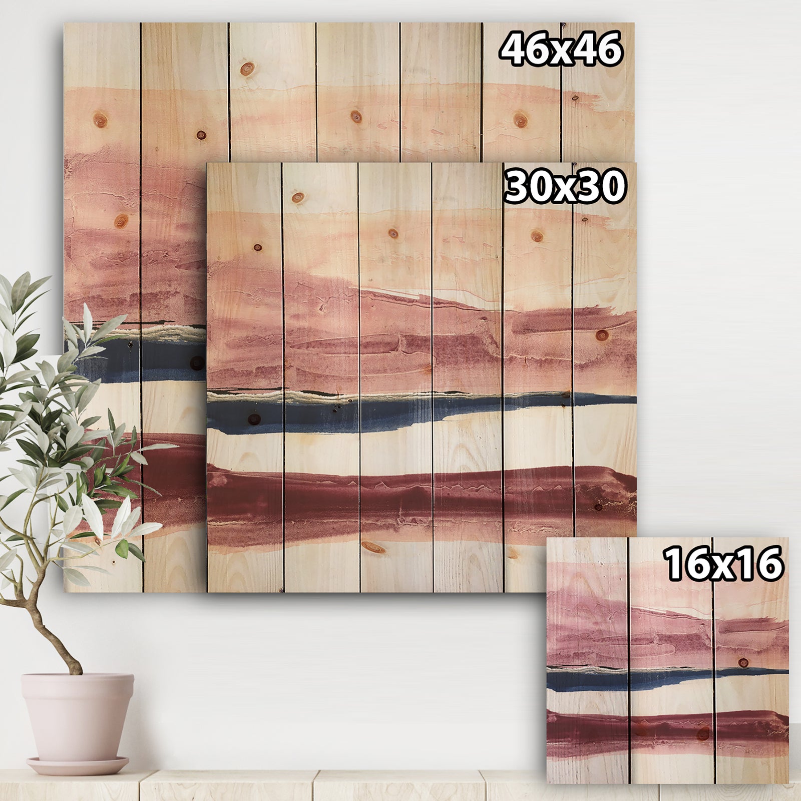 Patch of Dirty Pink II - Shabby Chic Print on Natural Pine Wood
