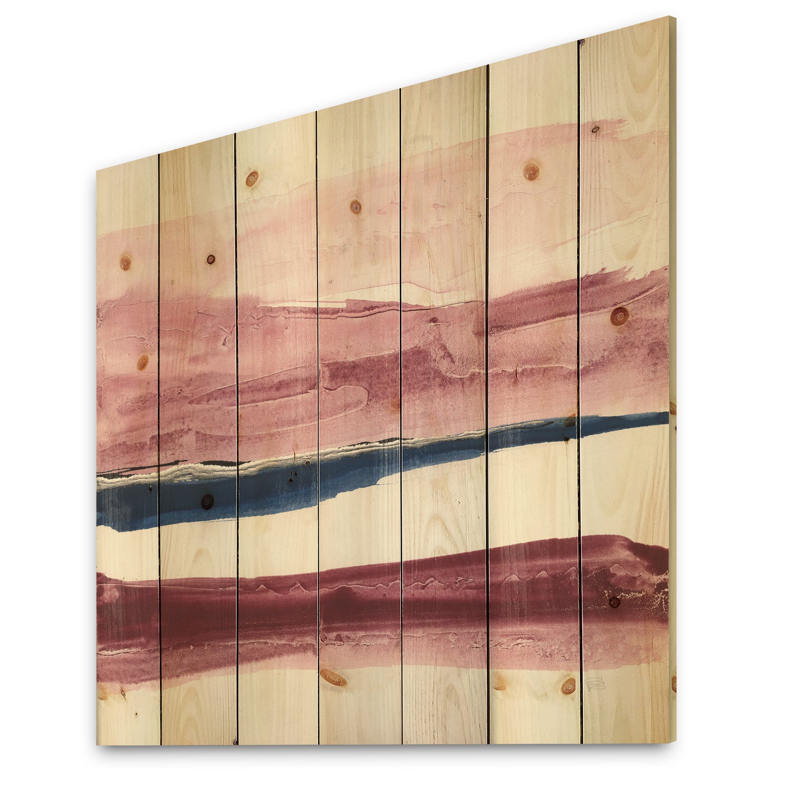 Patch of Dirty Pink II - Shabby Chic Print on Natural Pine Wood
