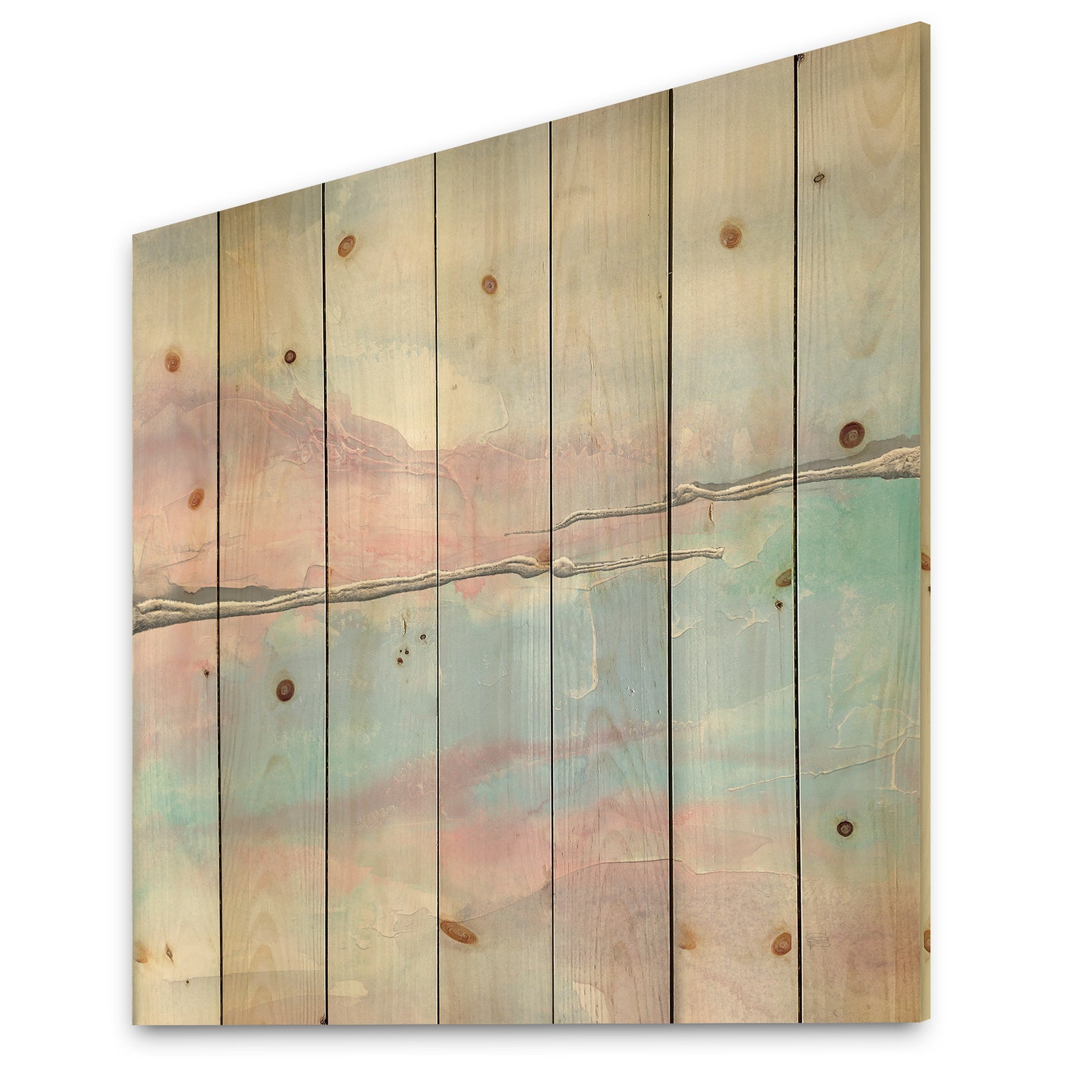 Metallic Shabby Pink I - Shabby Chic Print on Natural Pine Wood