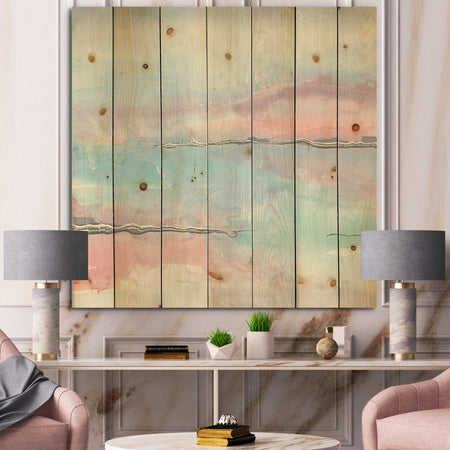 Metallic Shabby Pink II - Shabby Chic Print on Natural Pine Wood