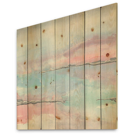 Metallic Shabby Pink II - Shabby Chic Print on Natural Pine Wood