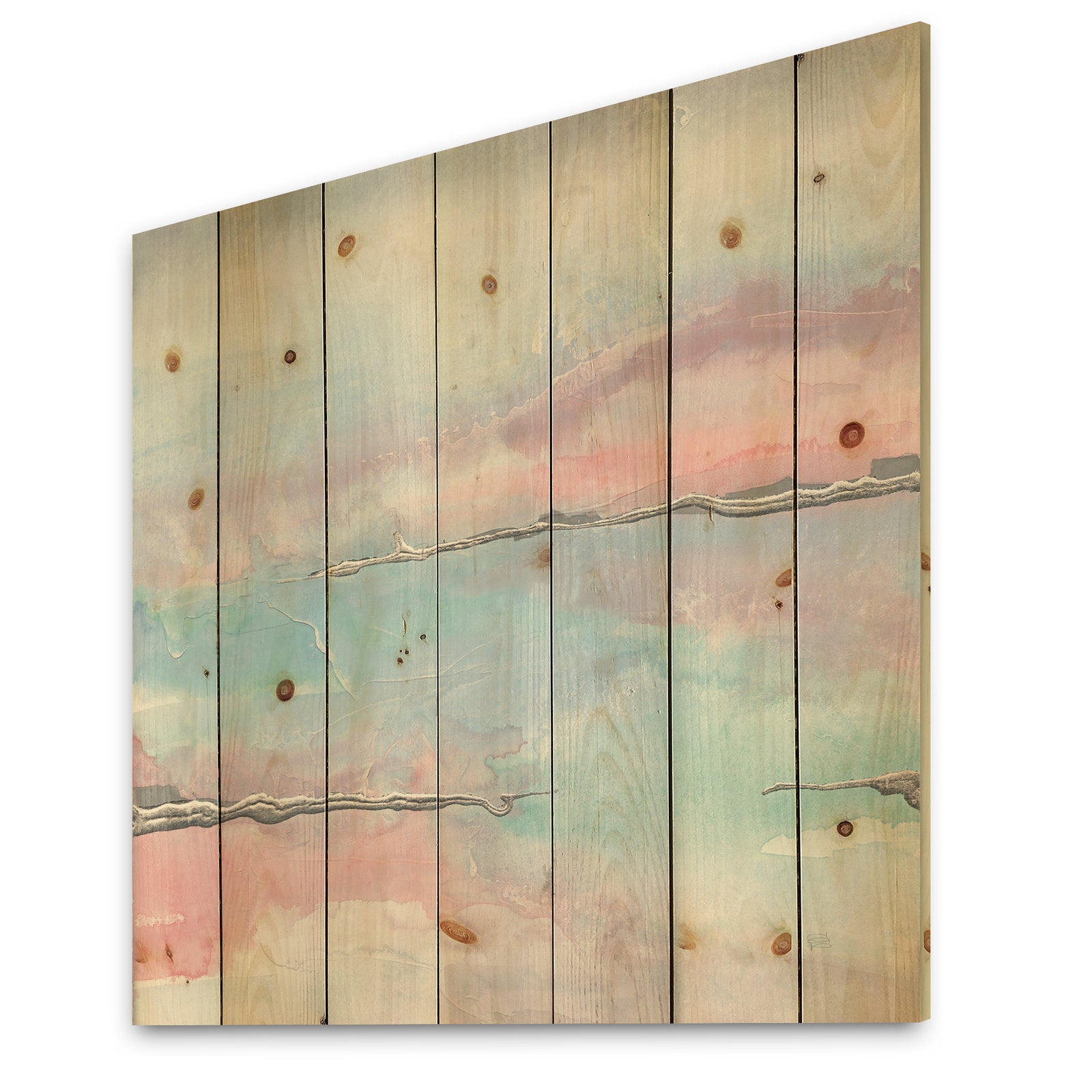 Metallic Shabby Pink II - Shabby Chic Print on Natural Pine Wood