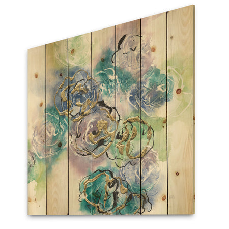 Pastel Foral Composition I - Cabin & Lodge Print on Natural Pine Wood