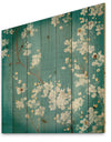Blue Cherry Blossoms I - Cabin & Lodge Print on Natural Pine Wood