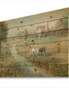 Tranquil Country Field - Farmhouse Print on Natural Pine Wood