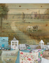 Tranquil Country Field - Farmhouse Print on Natural Pine Wood