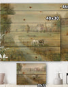 Tranquil Country Field - Farmhouse Print on Natural Pine Wood