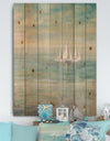 Sunrise Boat II - Nautical & Coastal Print on Natural Pine Wood