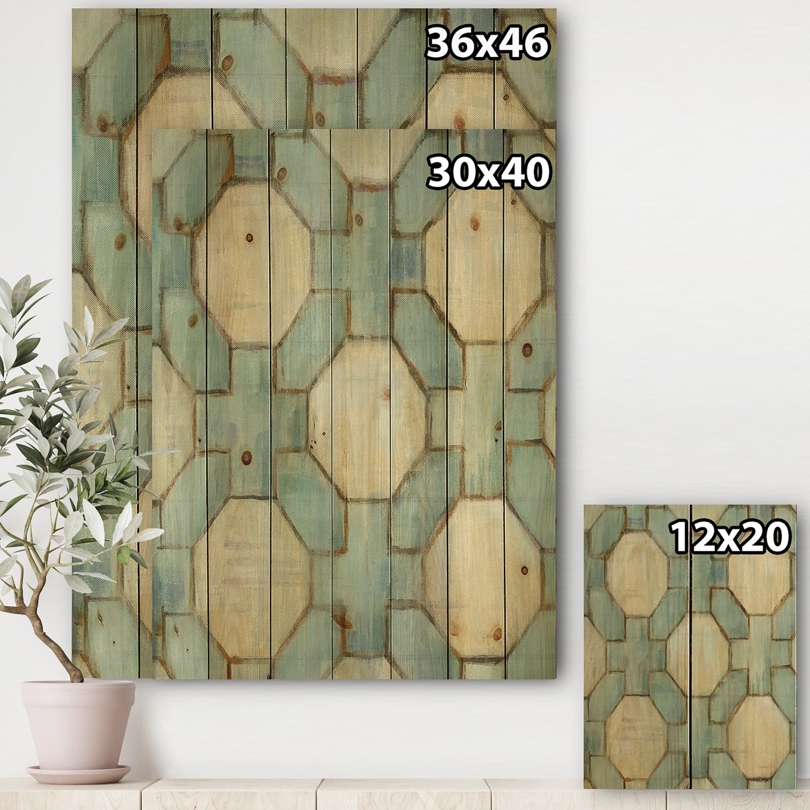 Geometric Title Element - Modern & Contemporary Print on Natural Pine Wood