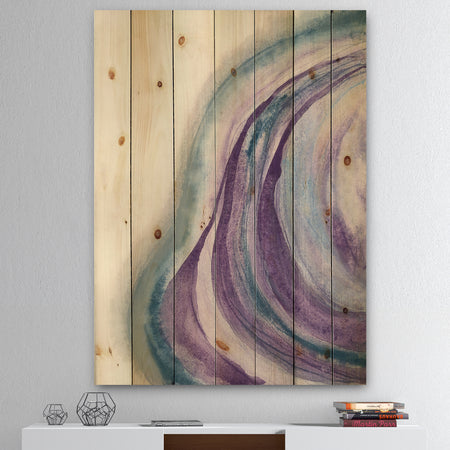 Watercolor Geode II - Modern & Contemporary Print on Natural Pine Wood