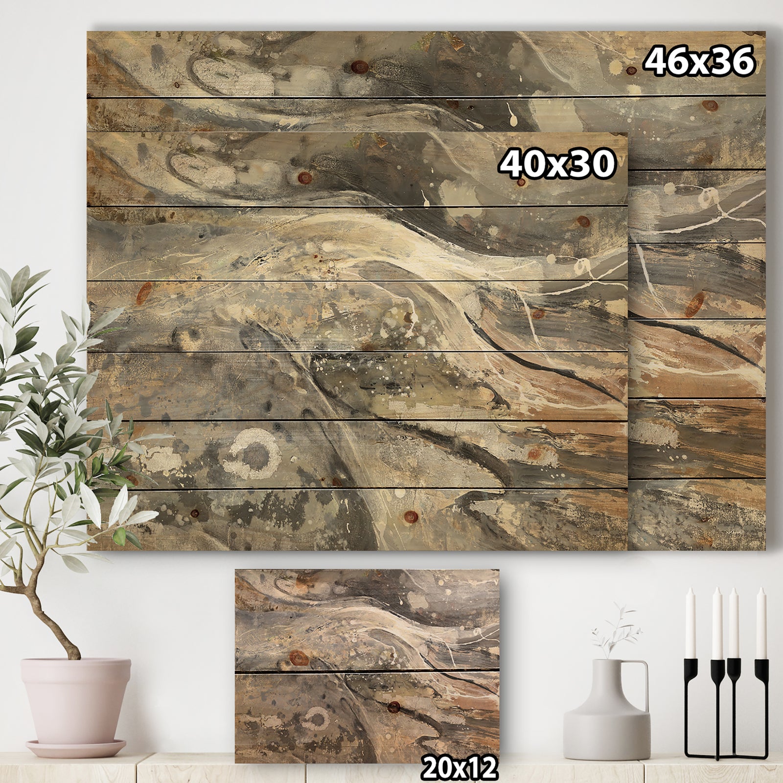 Fire and Ice Minerals I - Farmhouse Print on Natural Pine Wood