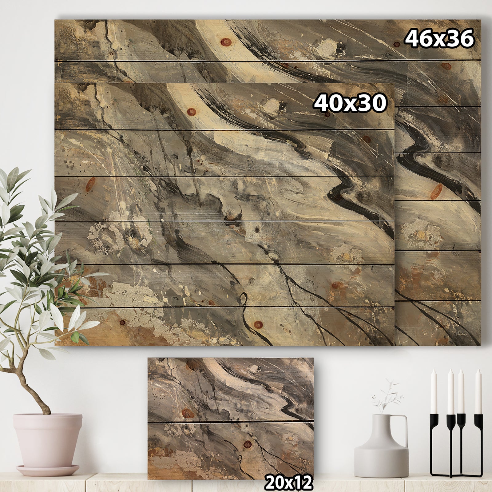 Fire and Ice Minerals II - Farmhouse Print on Natural Pine Wood
