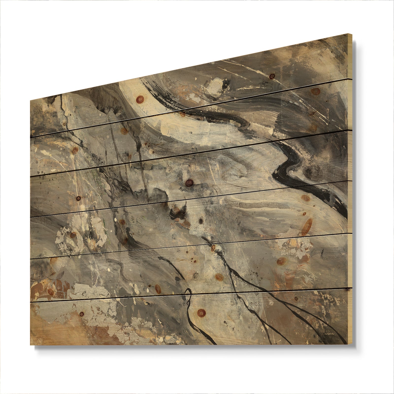 Fire and Ice Minerals II - Farmhouse Print on Natural Pine Wood