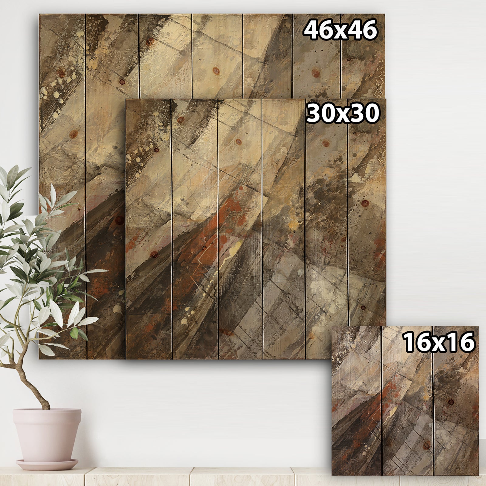 Fire and Ice Minerals III - Farmhouse Print on Natural Pine Wood