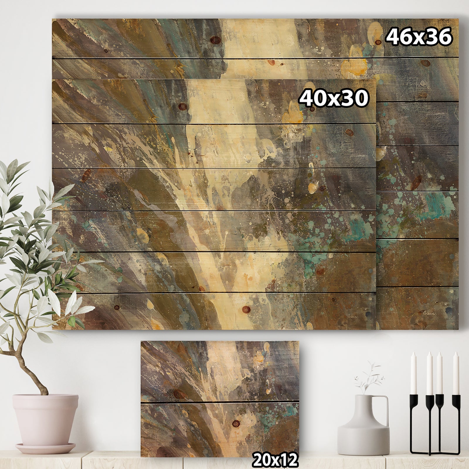 Fire and Ice Minerals IV - Farmhouse Print on Natural Pine Wood