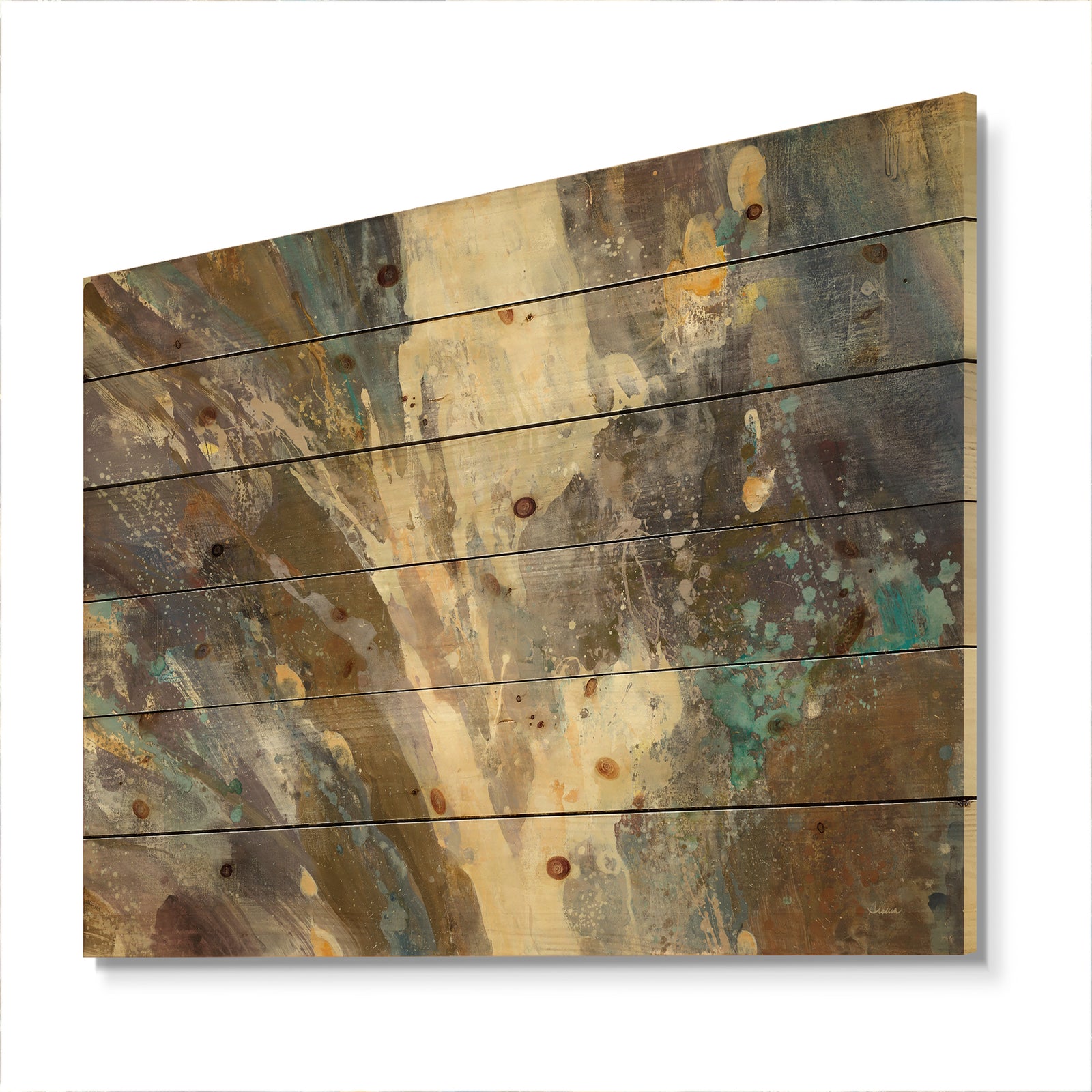 Fire and Ice Minerals IV - Farmhouse Print on Natural Pine Wood