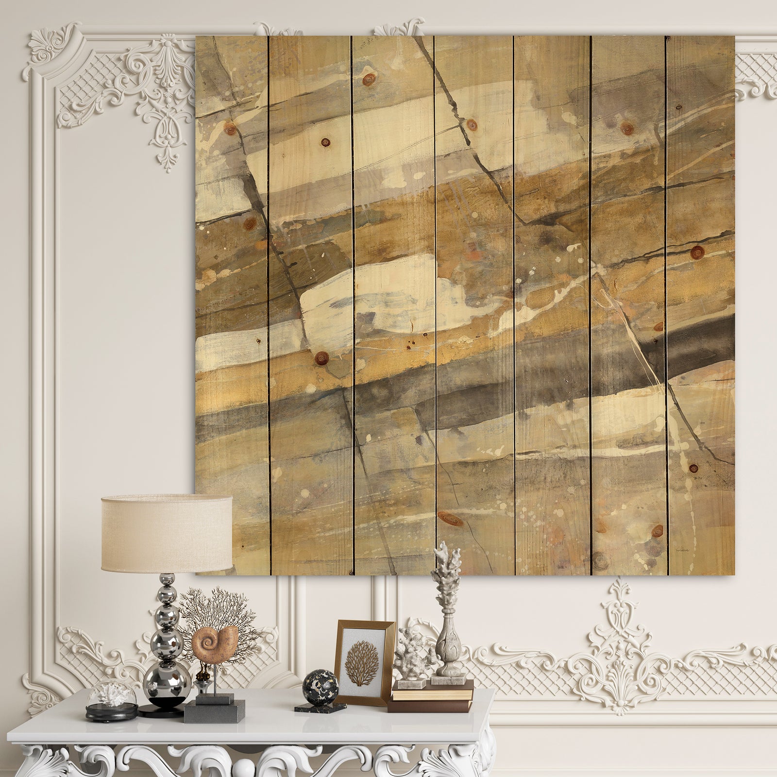 Fire and Ice Minerals V - Modern & Contemporary Print on Natural Pine Wood