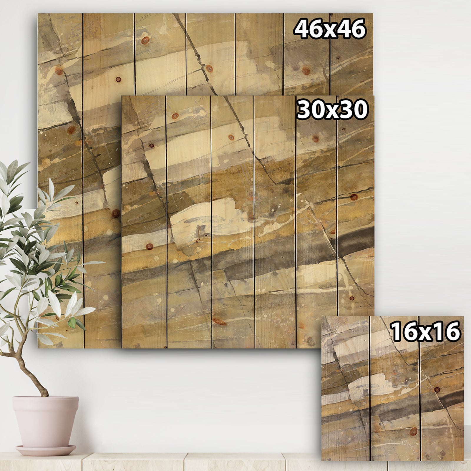 Fire and Ice Minerals V - Modern & Contemporary Print on Natural Pine Wood