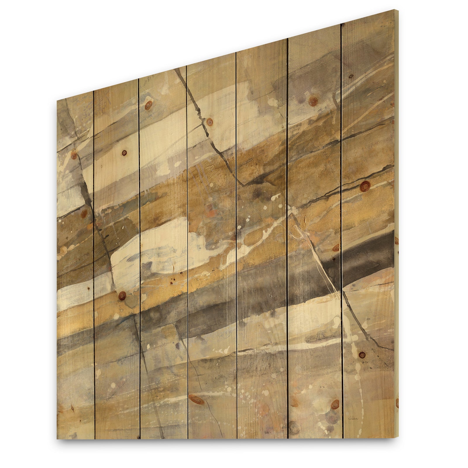Fire and Ice Minerals V - Modern & Contemporary Print on Natural Pine Wood