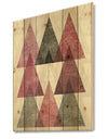 Pink Geometric Mod Triangles I - Mid-Century Transitional Modern Print on Natural Pine Wood
