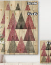Pink Geometric Mod Triangles I - Mid-Century Transitional Modern Print on Natural Pine Wood