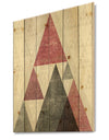Pink Geometric Mod Triangles II - Mid-Century Transitional Modern Print on Natural Pine Wood