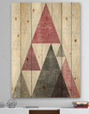 Pink Geometric Mod Triangles II - Mid-Century Transitional Modern Print on Natural Pine Wood