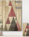 Pink Geometric Mod Triangles II - Mid-Century Transitional Modern Print on Natural Pine Wood