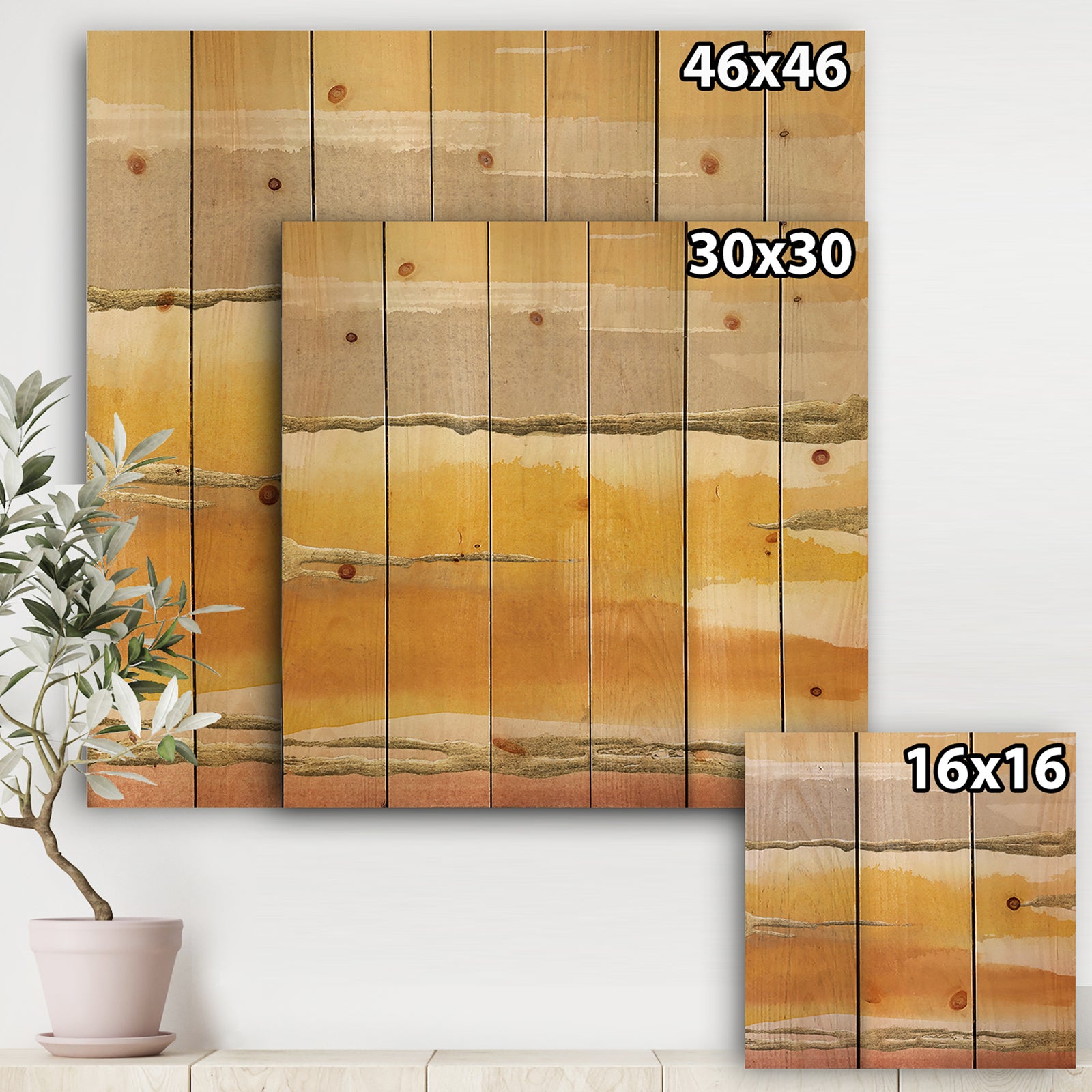 Gilded Amber II - Modern & Contemporary Print on Natural Pine Wood