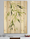 Simplist Bamboo Leaves I - Lake House Print on Natural Pine Wood