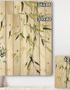 Simplist Bamboo Leaves II - Lake House Print on Natural Pine Wood