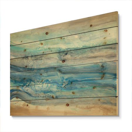 Ocean Mineral Waves - Nautical & Coastal Print on Natural Pine Wood