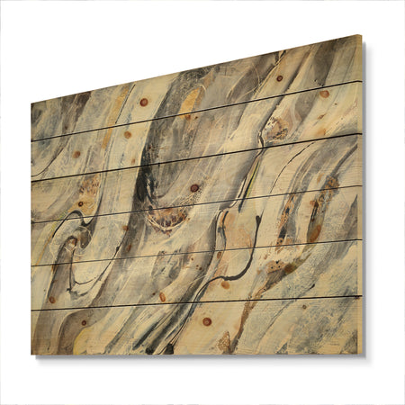 Glam Golden Falls - Modern & Contemporary Print on Natural Pine Wood