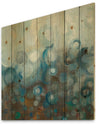 Blue and Bronze Dots on Glass I - Modern & Contemporary Print on Natural Pine Wood