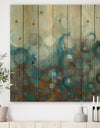 Blue and Bronze Dots on Glass I - Modern & Contemporary Print on Natural Pine Wood