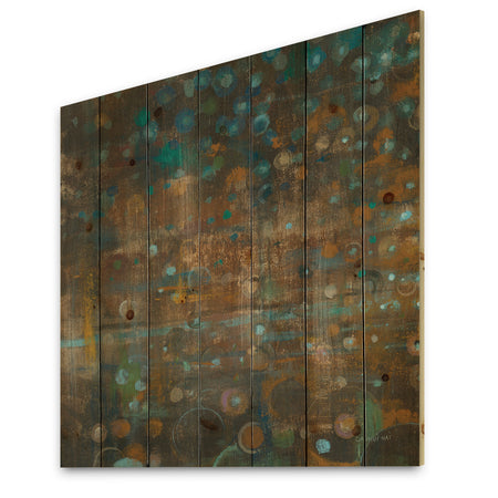 Blue and Bronze Dots on Glass III - Cabin & Lodge Print on Natural Pine Wood