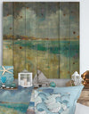 Sky and Sea - Nautical & Coastal Print on Natural Pine Wood
