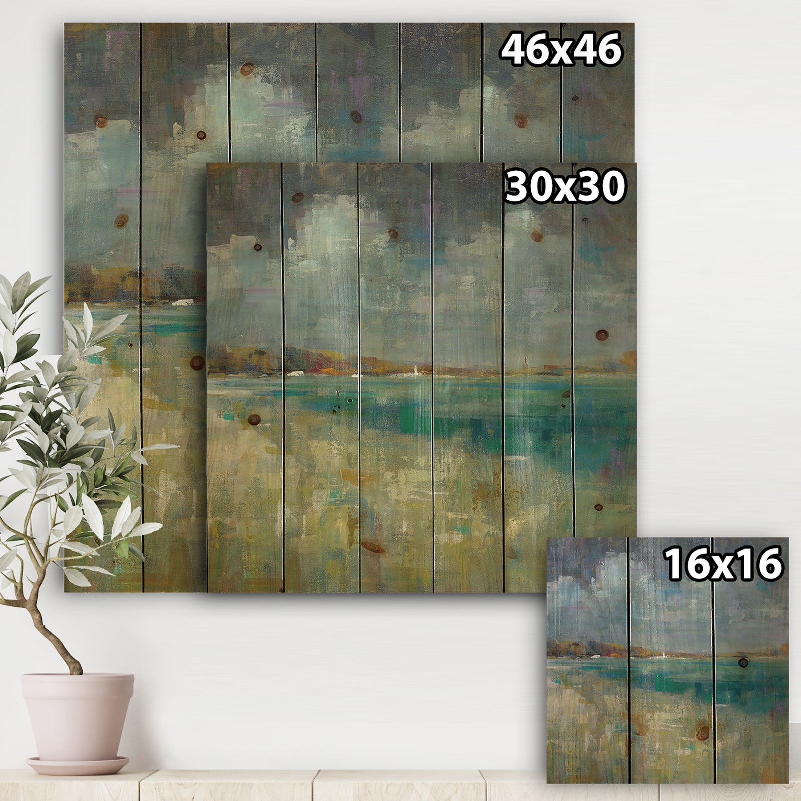 Sky and Sea - Nautical & Coastal Print on Natural Pine Wood