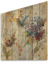 Autumn Hydrangea - Traditional Print on Natural Pine Wood