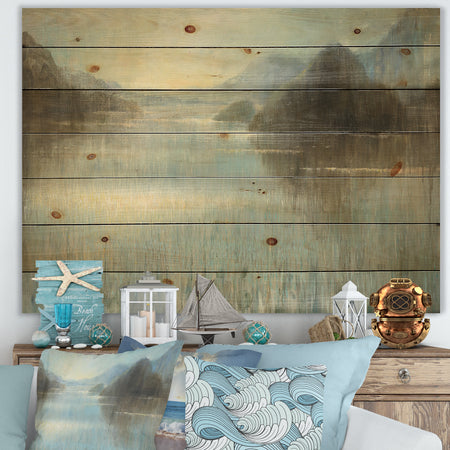 Vue from Lase House - Lake House Print on Natural Pine Wood