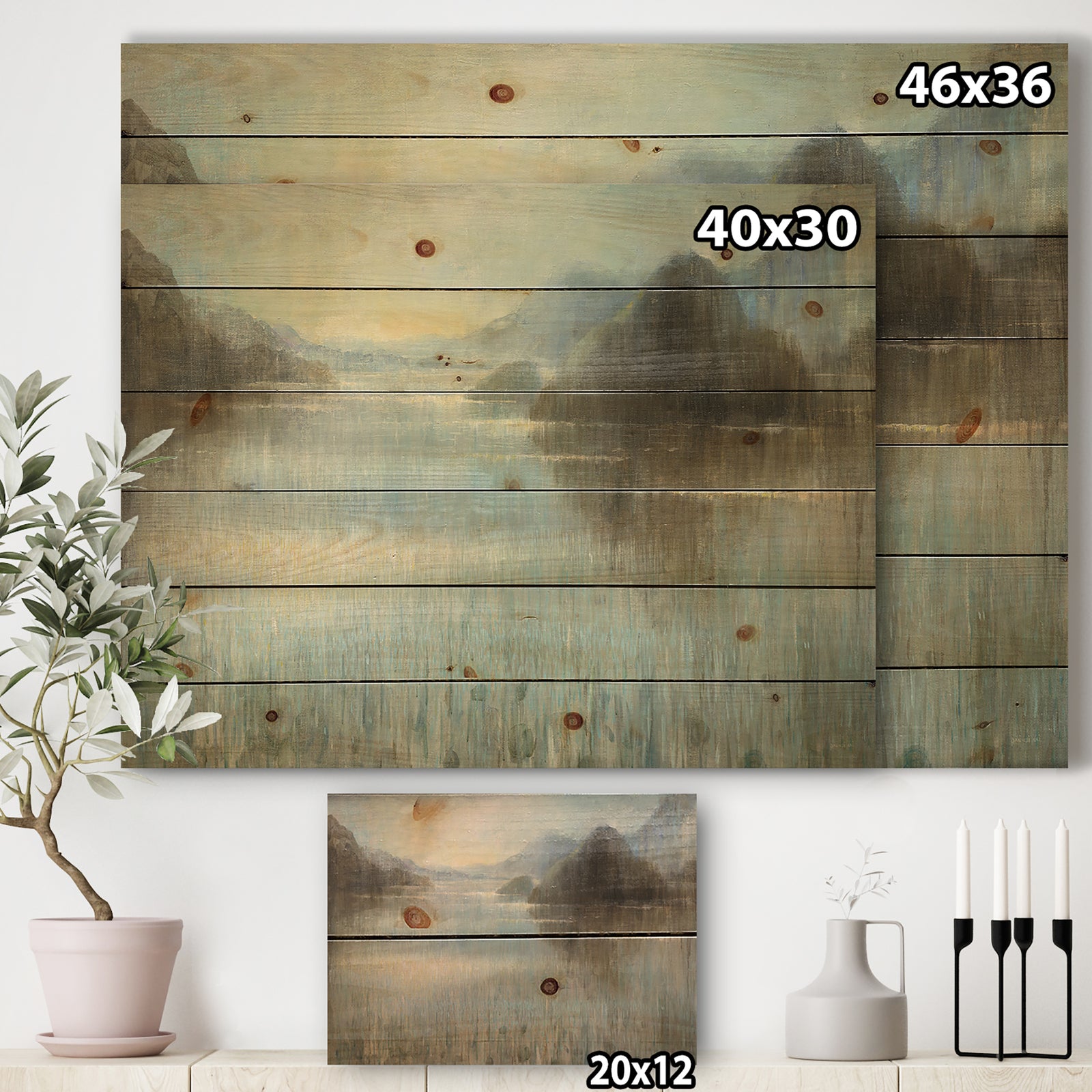 Vue from Lase House - Lake House Print on Natural Pine Wood